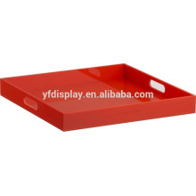 Red Color Acrylic Carrying Serving Tray with Handles